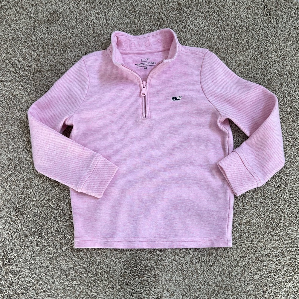 Vineyard Vines Pink Girls' Quarter-Zip Pullover